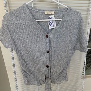 Grey button top
